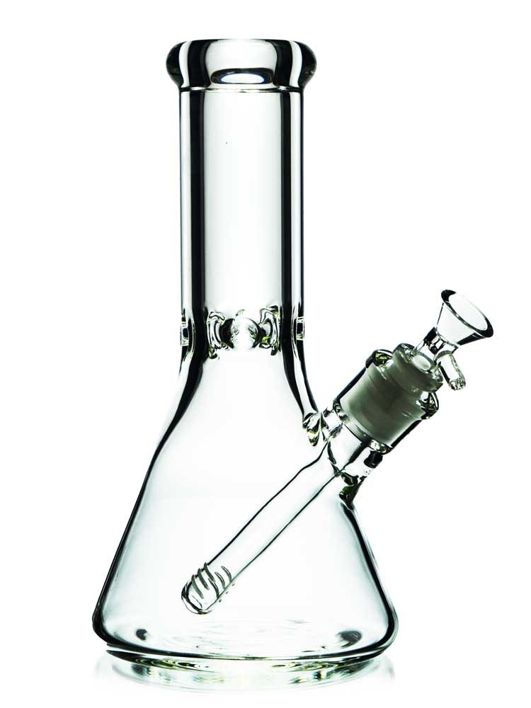 Reference photo for 10-inch Classic Clear Beaker Bong. Pictured model: 10" Extra Thick Beaker Bong.
