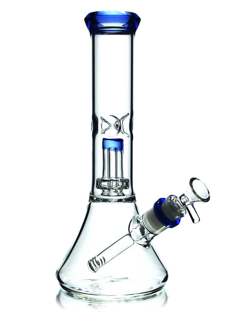 Reference photo for Showerhead Perc Bong. Pictured model: 10" Showerhead Beaker Bong by SWRV.